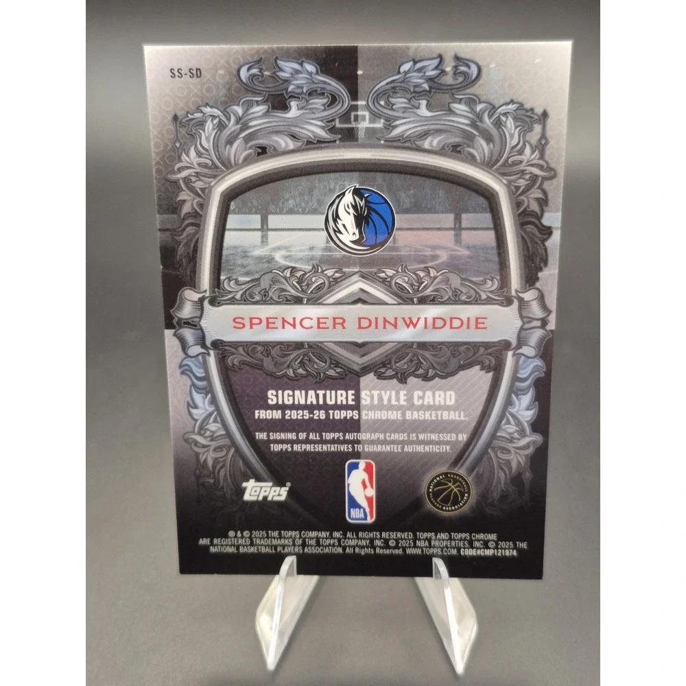2025-26 Topps Chrome Spencer Dinwiddie #SS-SD Signature Style Blue /150 AU Mavs